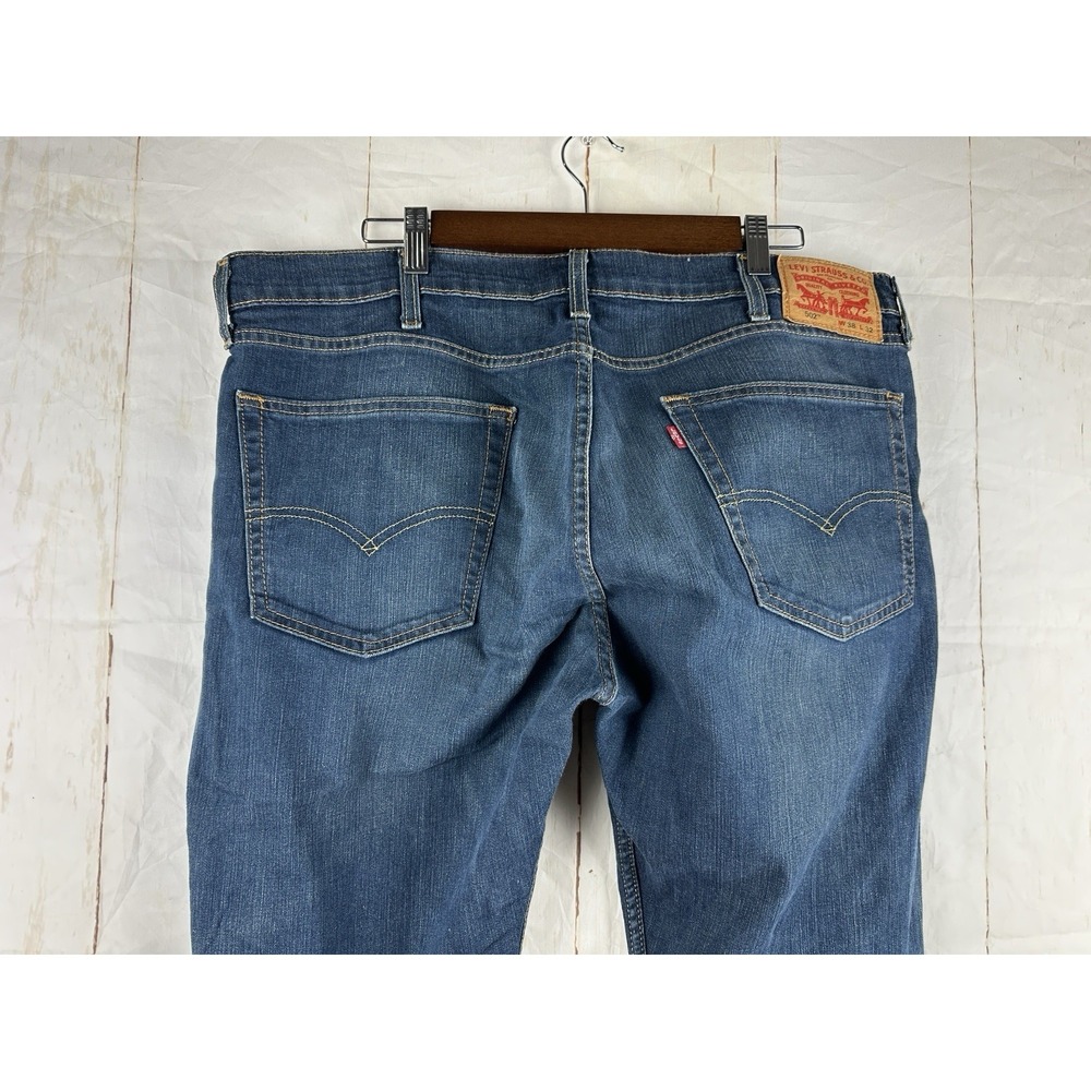 Levis 502 Jeans Mens 38x30 Blue Slim Fit Medium Wash Denim Blue Cotton Blend - Picture 3 of 9